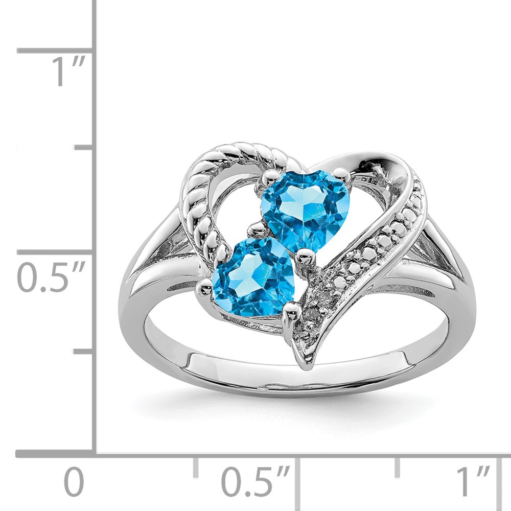 Sterling Silver Rhodium Blue Topaz Diam. Ring (QR4568BT-8)