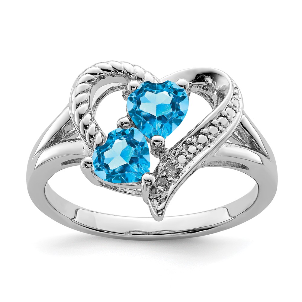 Sterling Silver Rhodium Blue Topaz Diam. Ring (QR4568BT-8)