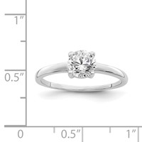Sterling Silver Rhodium-plated Solitaire Round CZ Ring view 3