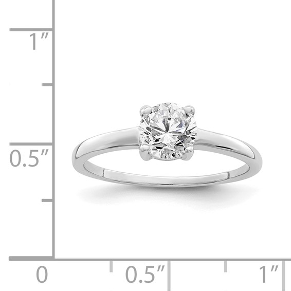 Sterling Silver Rhodium-plated Solitaire Round CZ Ring
