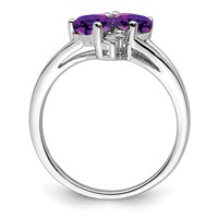 Sterling Silver Rhodium-plated Amethyst Diamond Ring view 2