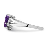 Sterling Silver Rhodium-plated Amethyst Diamond Ring view 3