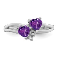 Sterling Silver Rhodium-plated Amethyst Diamond Ring view 5