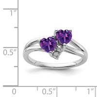 Sterling Silver Rhodium-plated Amethyst Diamond Ring view 4