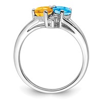 Sterling Silver Rhodium Blue Topaz & Citrine Diam. Ring view 2