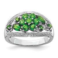 Sterling Silver Rhodium Chrome Diopside Ring view 1