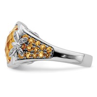 Sterling Silver Rhodium Diam. and Citrine Ring view 4