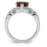 Sterling Silver Rhodium-plated Diamond and Garnet Ring view 2