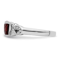 Sterling Silver Rhodium-plated Diamond and Garnet Ring view 3