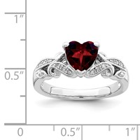 Sterling Silver Rhodium-plated Diamond and Garnet Ring view 4