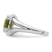 Sterling Silver Rhodium Peridot Ring view 3