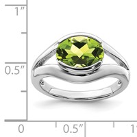 Sterling Silver Rhodium Peridot Ring view 4