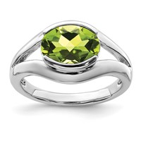 Sterling Silver Rhodium Peridot Ring view 1