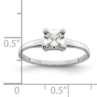 Sterling Silver Rhodium-plated Solitaire Princess CZ Ring view 3
