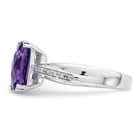 Sterling Silver Rhodium-plated Diamond and Amethyst Ring view 4