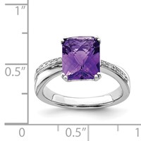 Sterling Silver Rhodium-plated Diamond and Amethyst Ring view 3