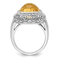 Sterling Silver Rhodium Citrine Ring view 2