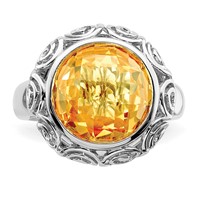 Sterling Silver Rhodium Citrine Ring view 5