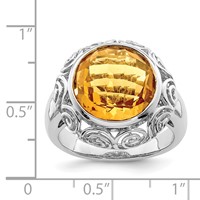 Sterling Silver Rhodium Citrine Ring view 3