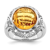 Sterling Silver Rhodium Citrine Ring view 1
