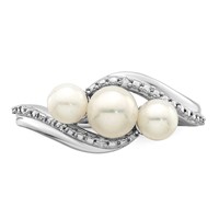 Sterling Silver Rhodium Plated Diamond and FW Cultured Pearl Ring view 5