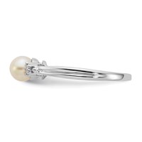 Sterling Silver Rhodium Plated Diamond and FW Cultured Pearl Ring view 3
