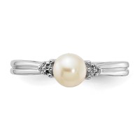 Sterling Silver Rhodium Plated Diamond and FW Cultured Pearl Ring view 5