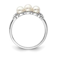 Sterling Silver Rhodium Plated Diamond and FW Cultured Pearl Ring view 2