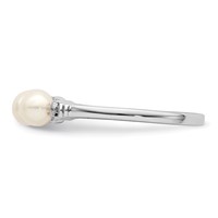 Sterling Silver Rhodium Plated Diamond and FW Cultured Pearl Ring view 3