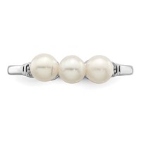 Sterling Silver Rhodium Plated Diamond and FW Cultured Pearl Ring view 5