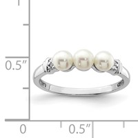 Sterling Silver Rhodium Plated Diamond and FW Cultured Pearl Ring view 4