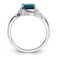 Sterling Silver Rhodium Plated Diamond & London Blue Topaz Ring view 2