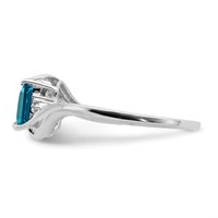 Sterling Silver Rhodium Plated Diamond & London Blue Topaz Ring view 3