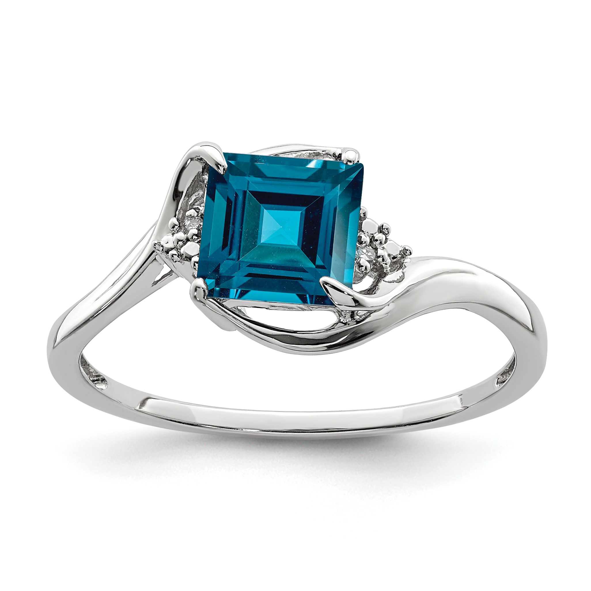Sterling Silver Rhodium Plated Diamond & London Blue Topaz Ring (QR4620BT-7)