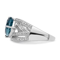 Sterling Silver Rhodium Plated Diamond & London Blue Topaz Ring view 3