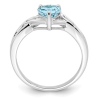 Sterling Silver Rhodium Plated Dia. Lt Swiss Blue Topaz Heart Ring view 2