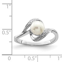 Sterling Silver Rhodium Plated Diamond and FW Cultured Pearl Ring view 4