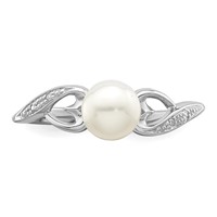 Sterling Silver Rhodium Plated Diamond and FW Cultured Pearl Ring view 5