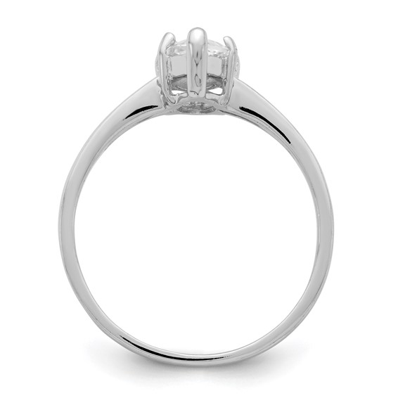 Sterling Silver Rhodium-plated Solitaire Marquise CZ Ring