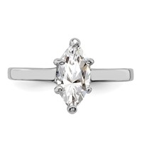 Sterling Silver Rhodium-plated Solitaire Marquise CZ Ring view 5