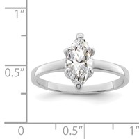 Sterling Silver Rhodium-plated Solitaire Marquise CZ Ring view 3