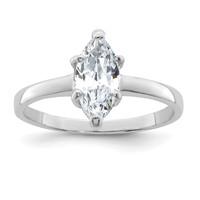Sterling Silver Rhodium-plated Solitaire Marquise CZ Ring view 1
