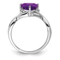 Sterling Silver Rhodium Plated Amethyst White Topaz Trillion Ring view 2