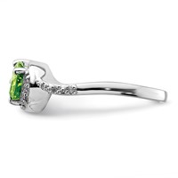 Sterling Silver Rhodium Plated Diamond and Peridot Oval Ring view 4