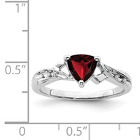 Sterling Silver Rhodium Plated Diamond and Garnet Heart Ring view 3