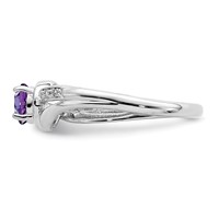 Sterling Silver Rhodium Plated Diamond and Amethyst Round Ring view 4