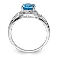 Sterling Silver Rhodium Plated Dia. and Light Swiss BT Oval Ring view 2
