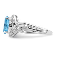 Sterling Silver Rhodium Plated Dia. and Light Swiss BT Oval Ring view 4