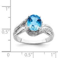 Sterling Silver Rhodium Plated Dia. and Light Swiss BT Oval Ring view 3