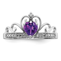 Sterling Silver Rhodium Plated Diamond & Amethyst Teardrop Ring view 5